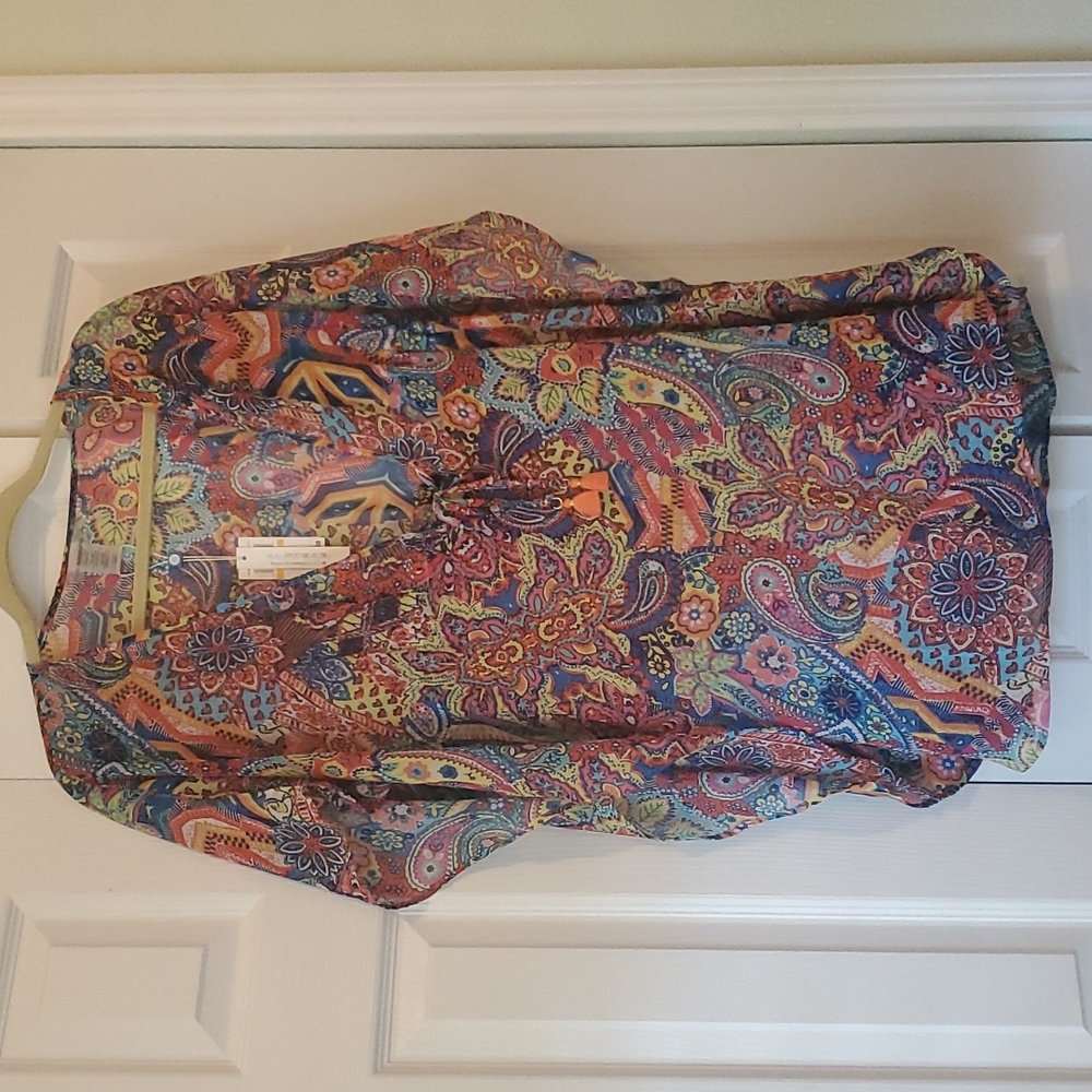 BLEU ROD BEATTIE Groovy Baby Hippie Vibe Colorful Swim Caftan Coverup  Small NWT - Picture 3 of 7